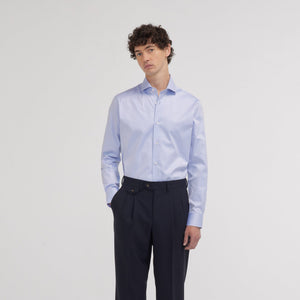 Fitted blue twill shirt