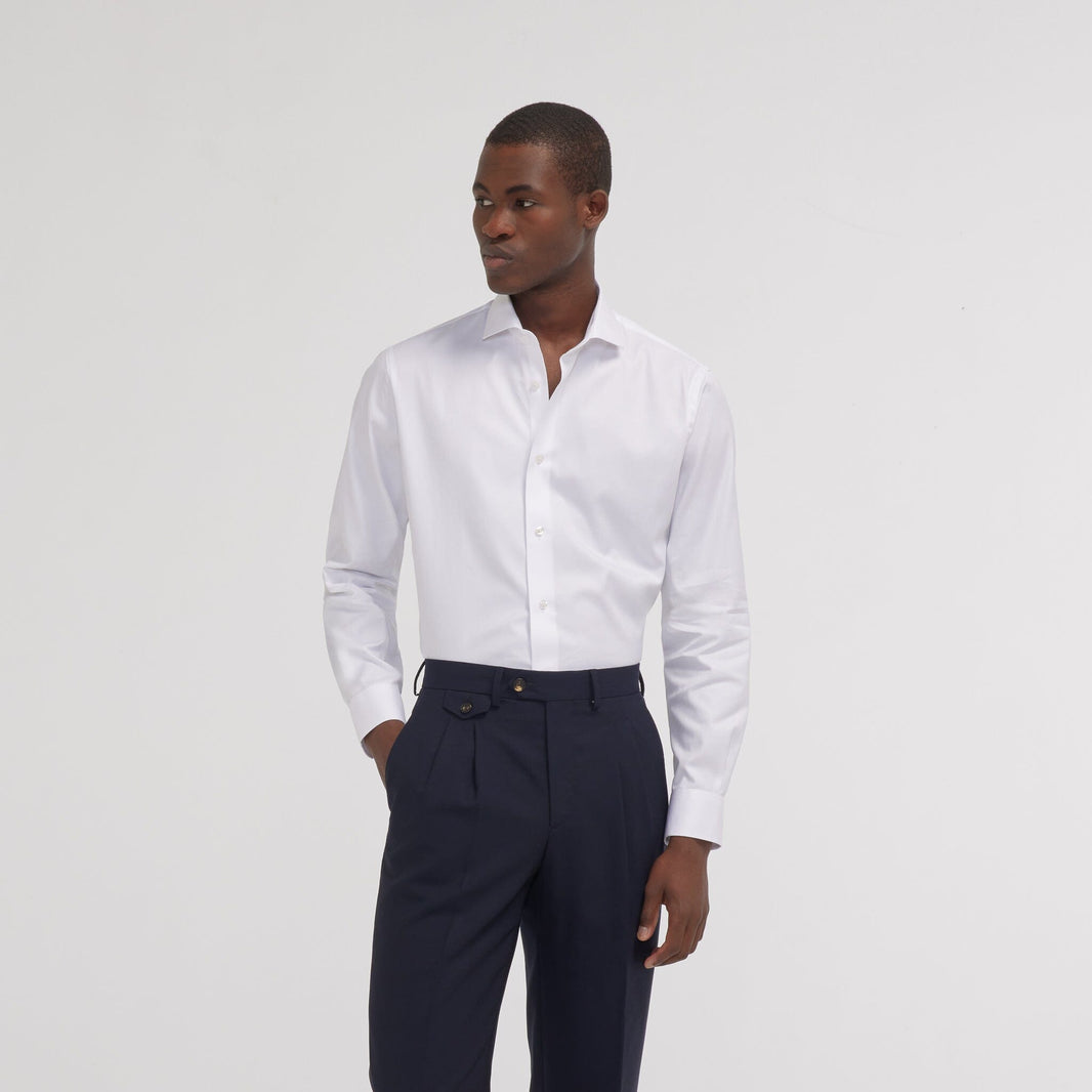 Fitted shirt in white double-twisted twill