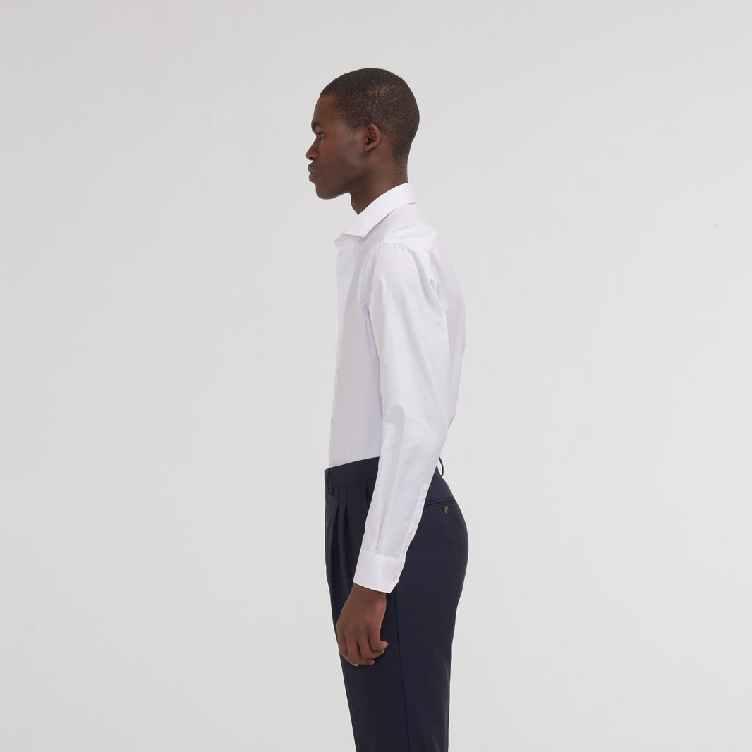 Fitted shirt in white double-twisted twill