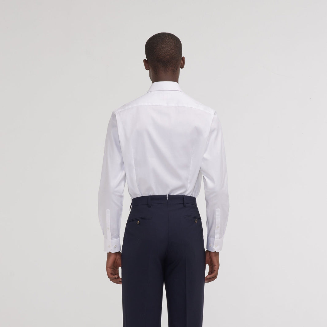 Fitted shirt in white double-twisted twill