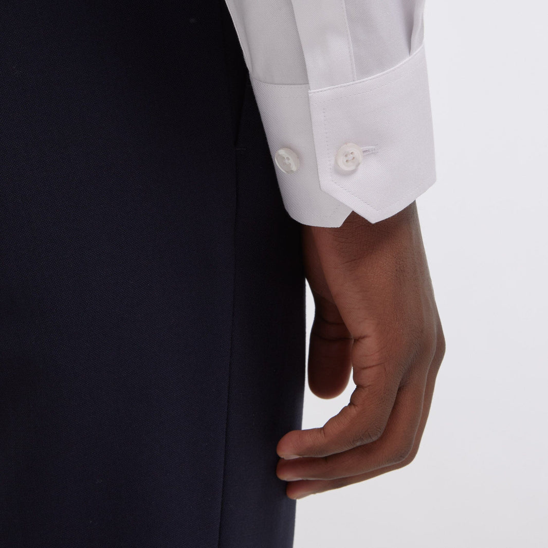 Fitted shirt in white double-twisted twill