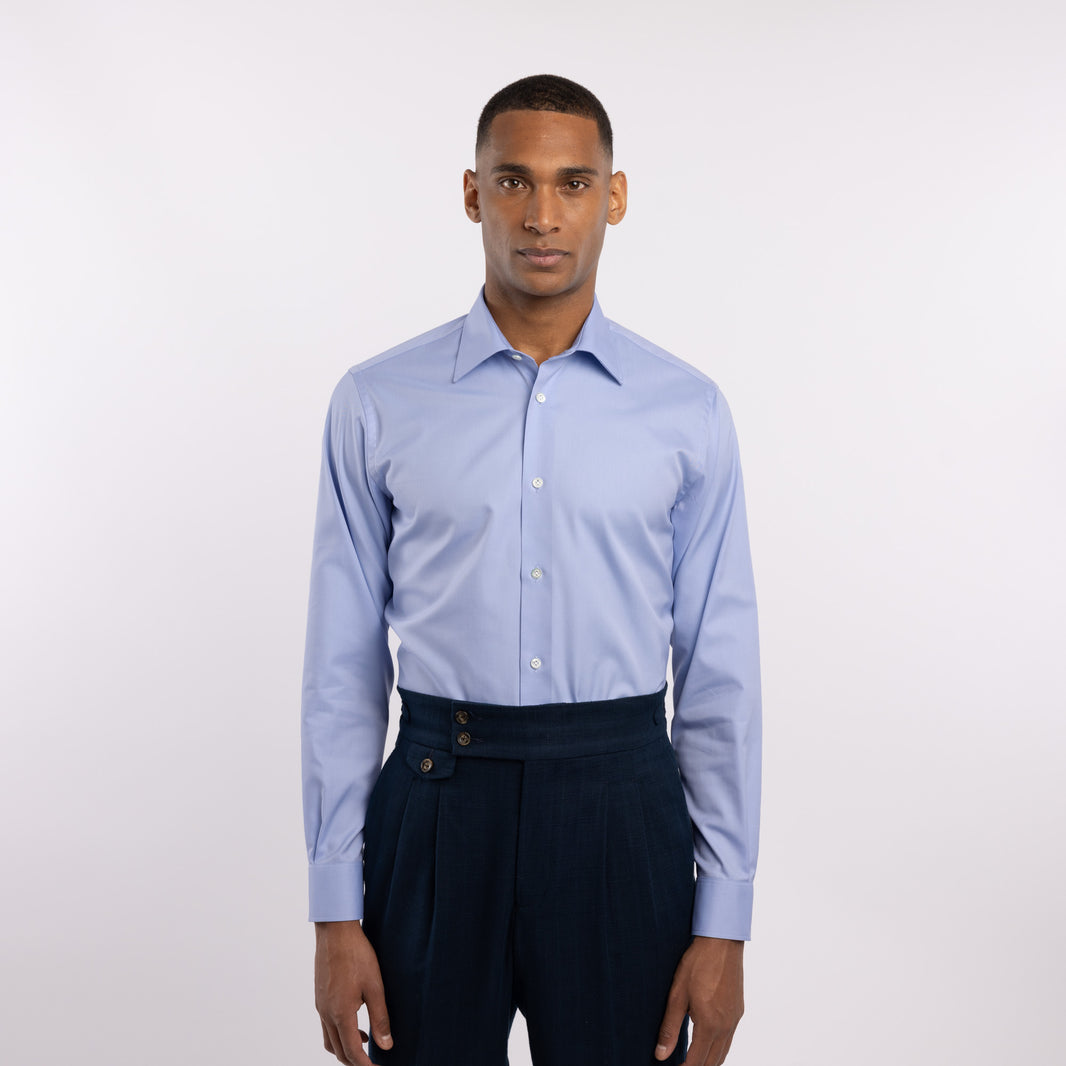 Chemise premium Thomas Mason en twill bleu
