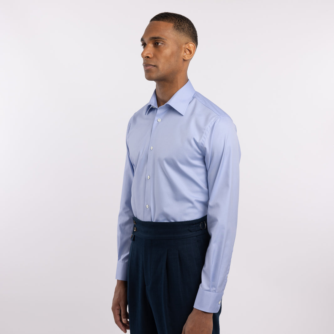 Chemise premium Thomas Mason en twill bleu