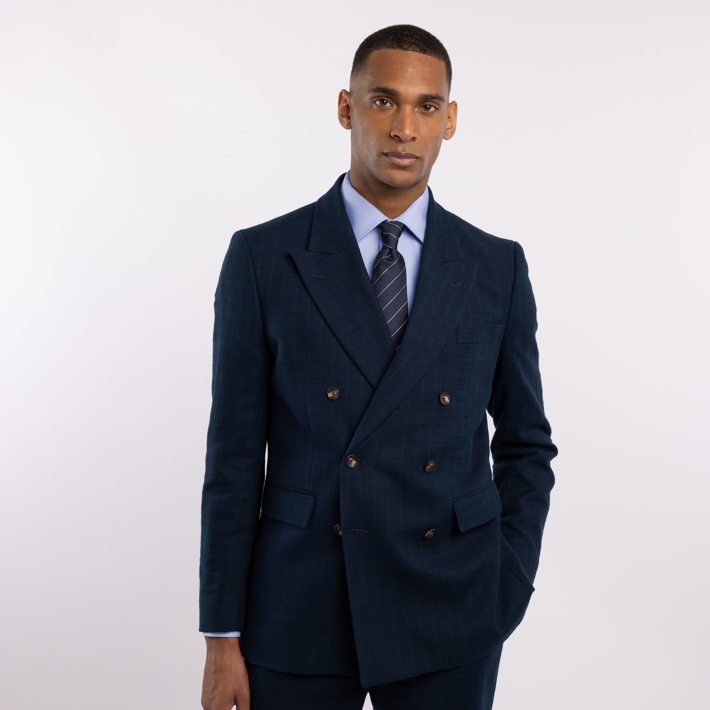 Chemise premium Thomas Mason en twill bleu