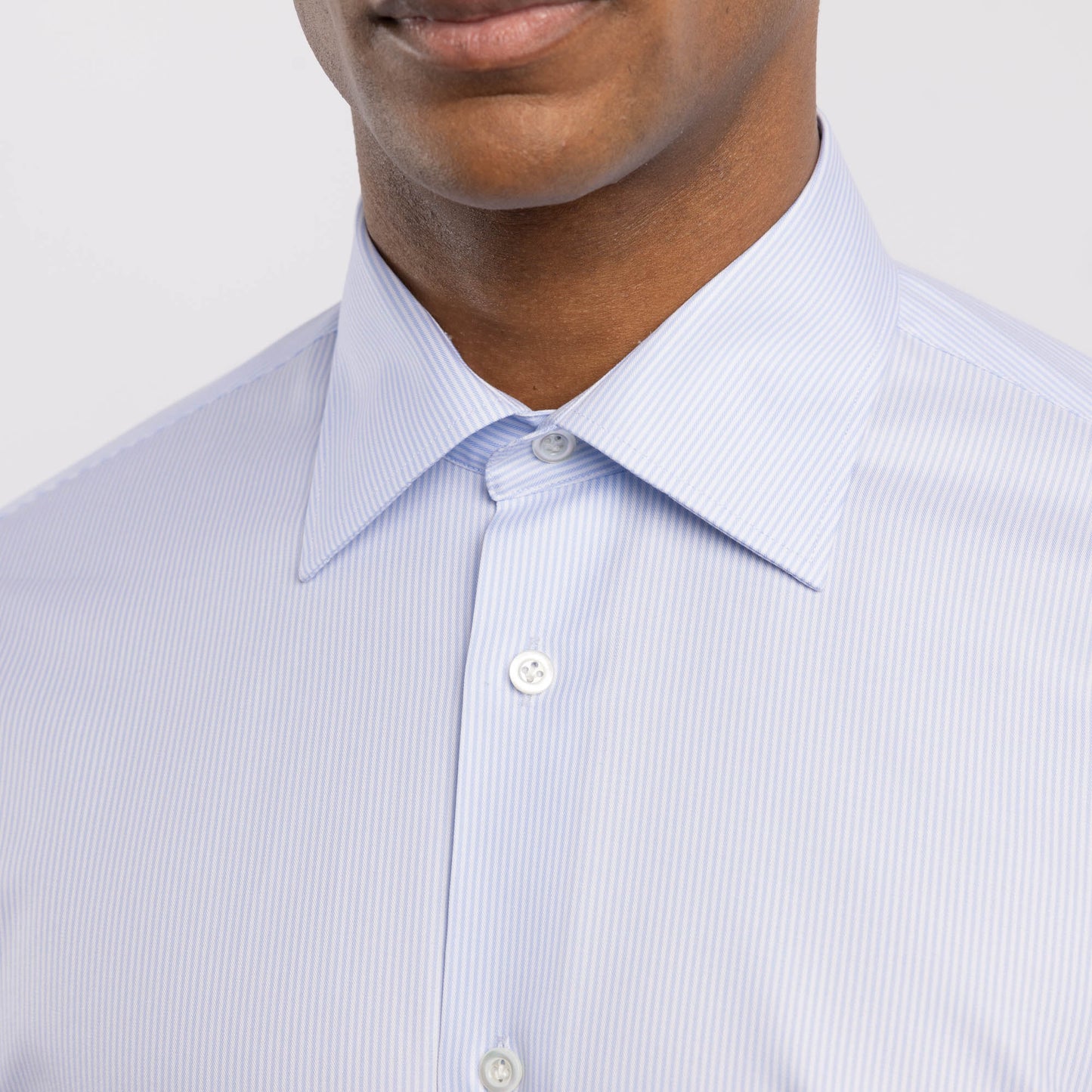 Chemise premium Thomas Mason en twill à rayures bleu clair