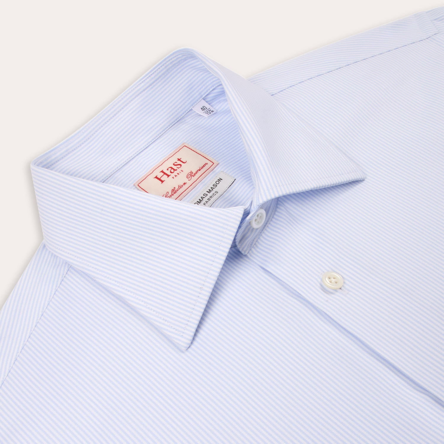 Thomas Mason premium shirt in light blue striped twill – Hast Paris