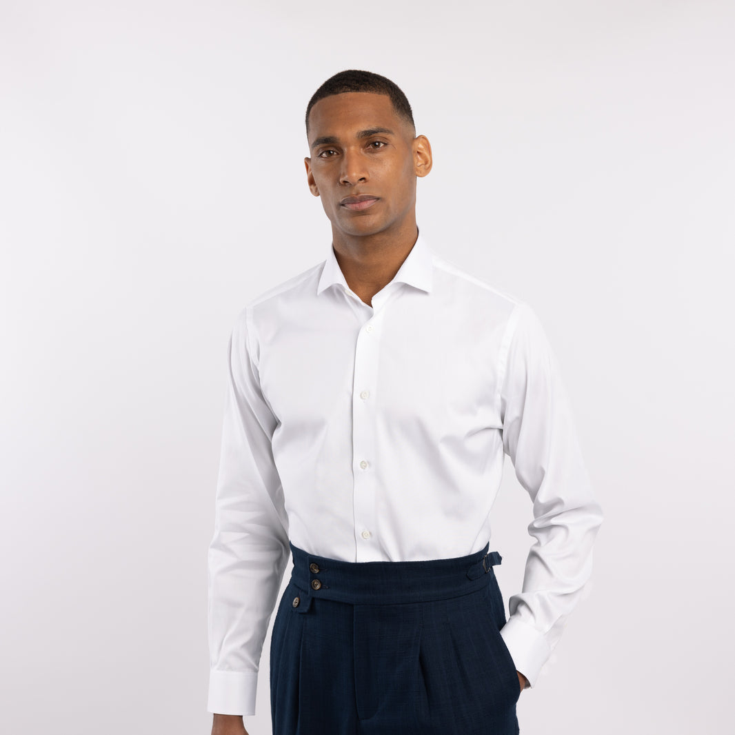 Thomas Mason premium shirt in plain white pinpoint