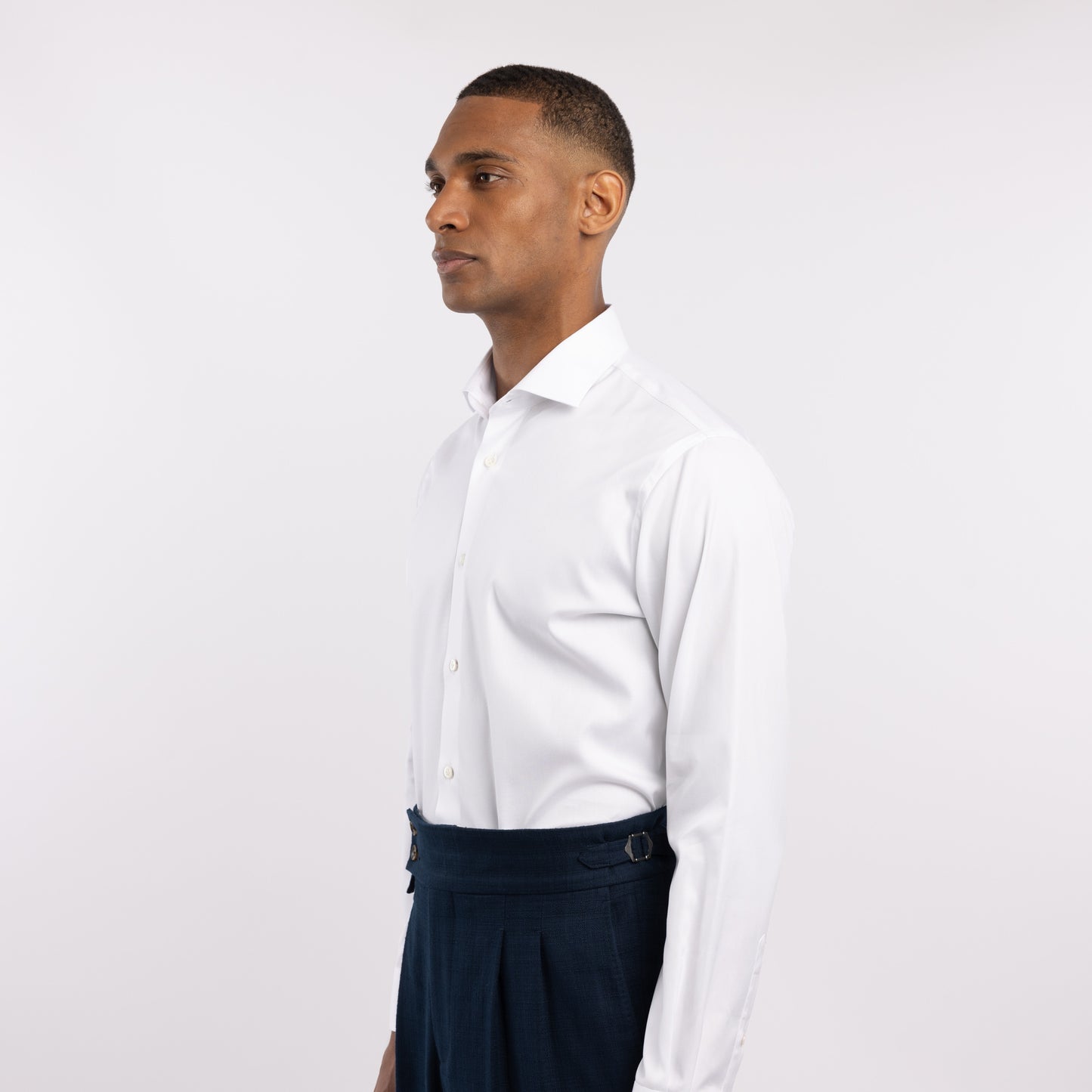 Chemise premium Thomas Mason en pinpoint blanc uni