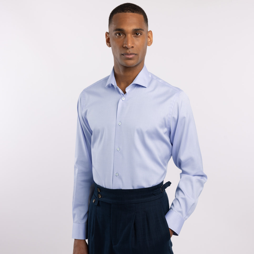 Thomas Mason premium shirt in plain blue pinpoint