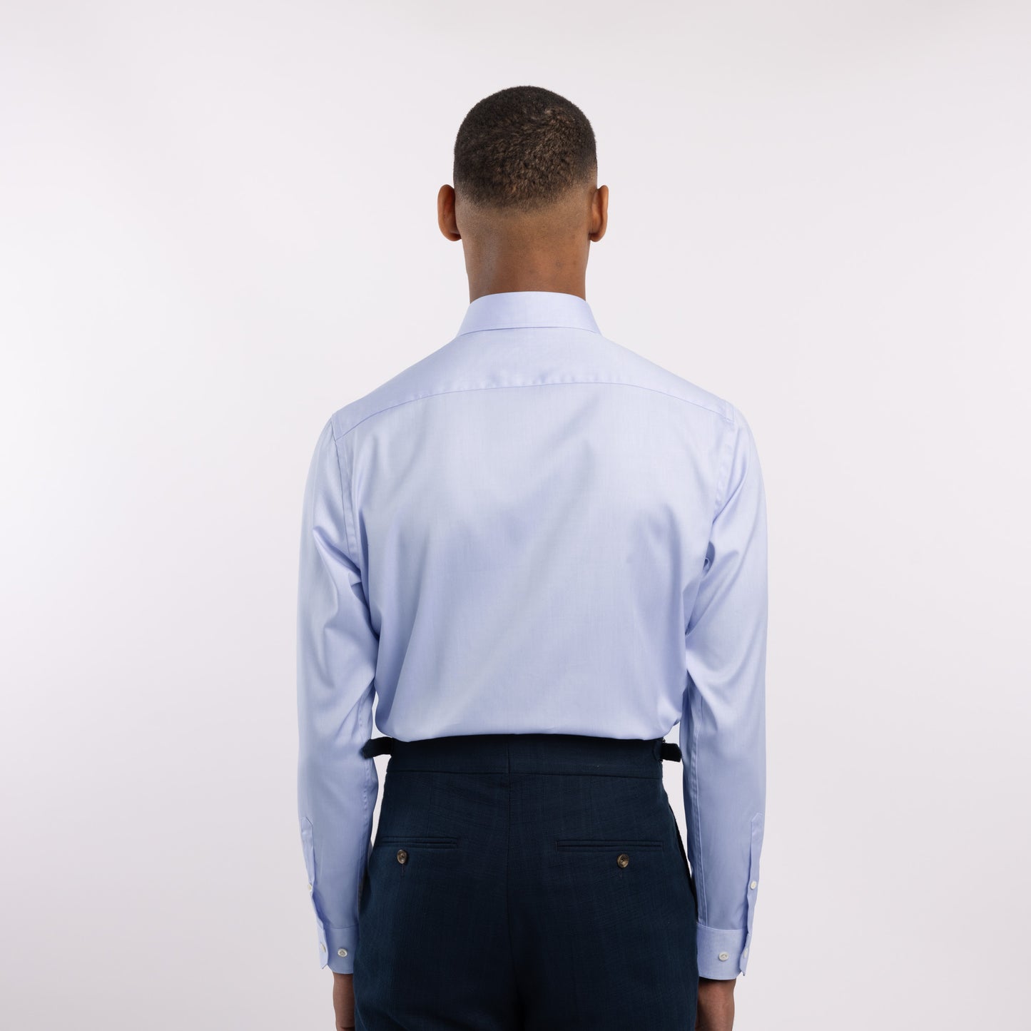 Chemise premium Thomas Mason en pinpoint bleu uni