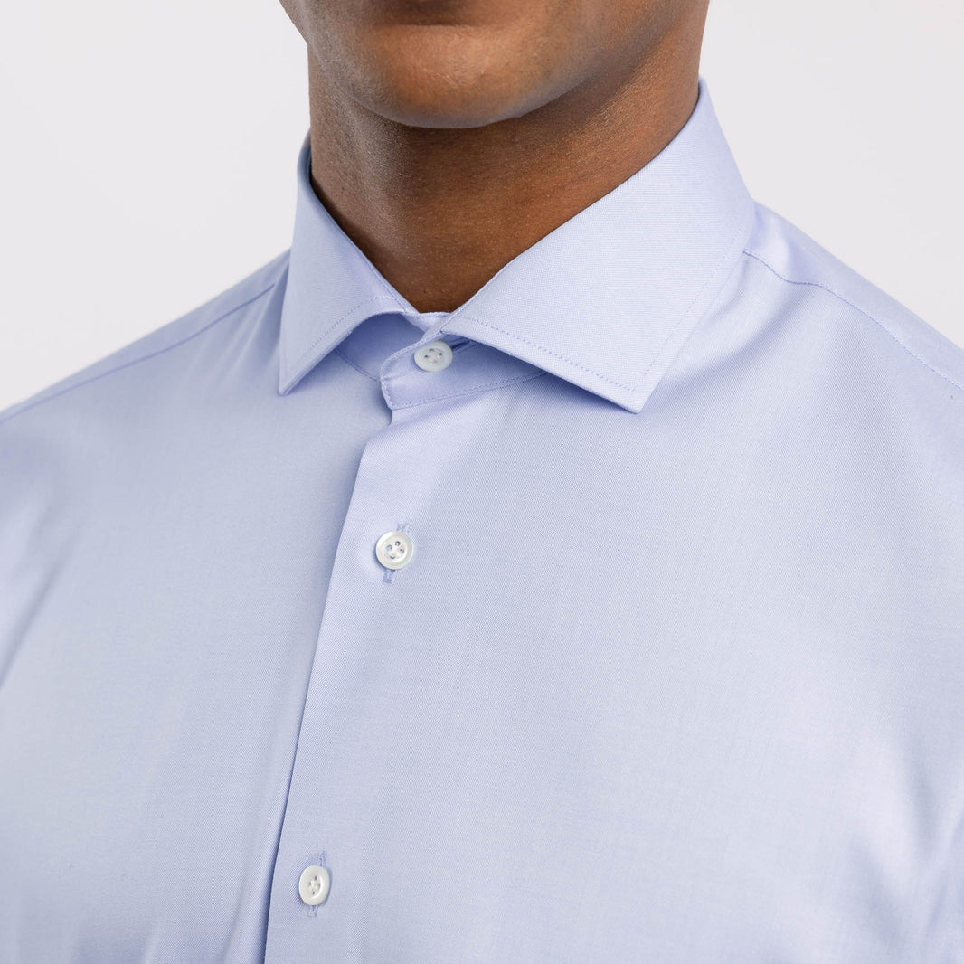 Thomas Mason premium shirt in plain blue pinpoint