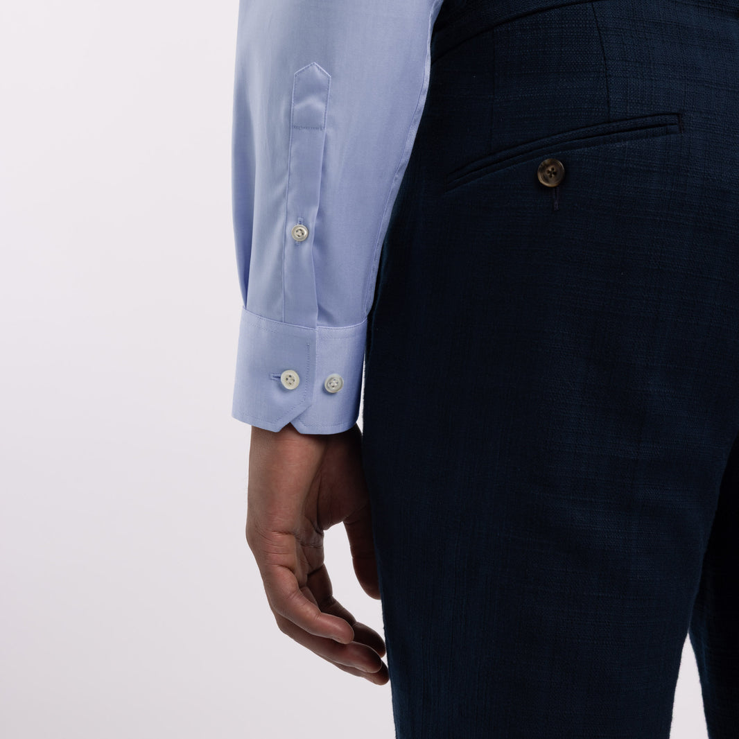 Thomas Mason premium shirt in plain blue pinpoint