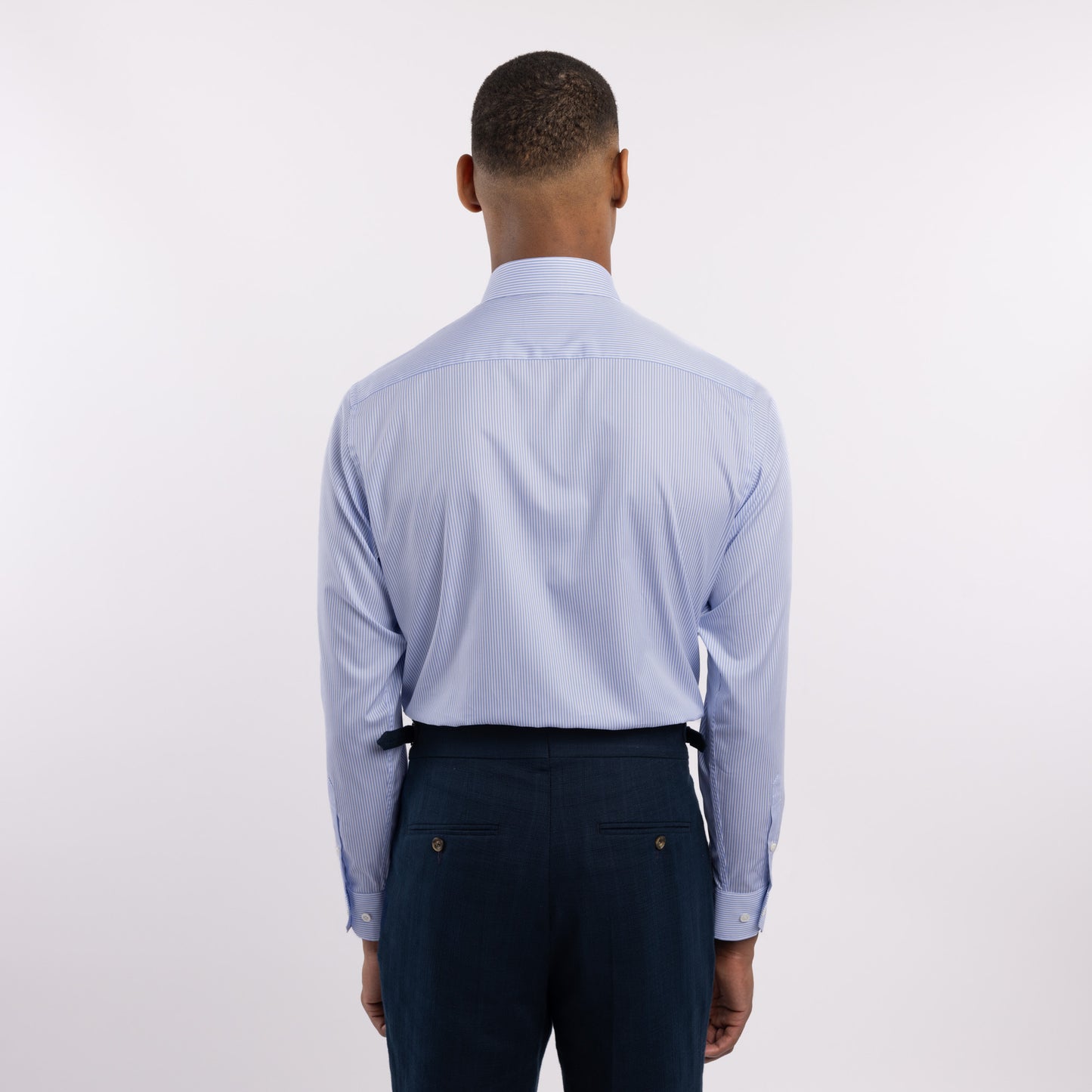 Chemise premium Thomas Mason en twill à rayures bleues