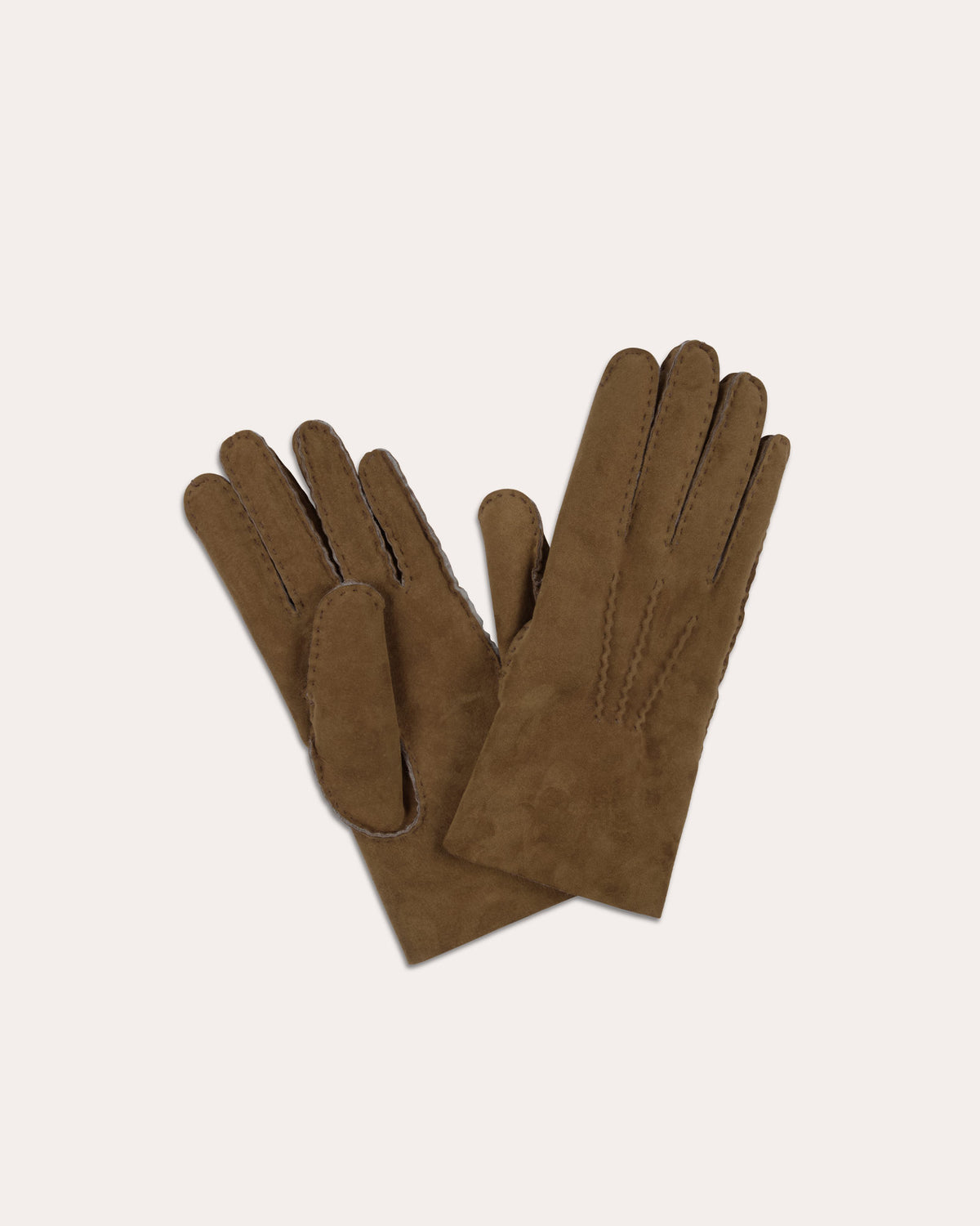 Camel shearling gloves