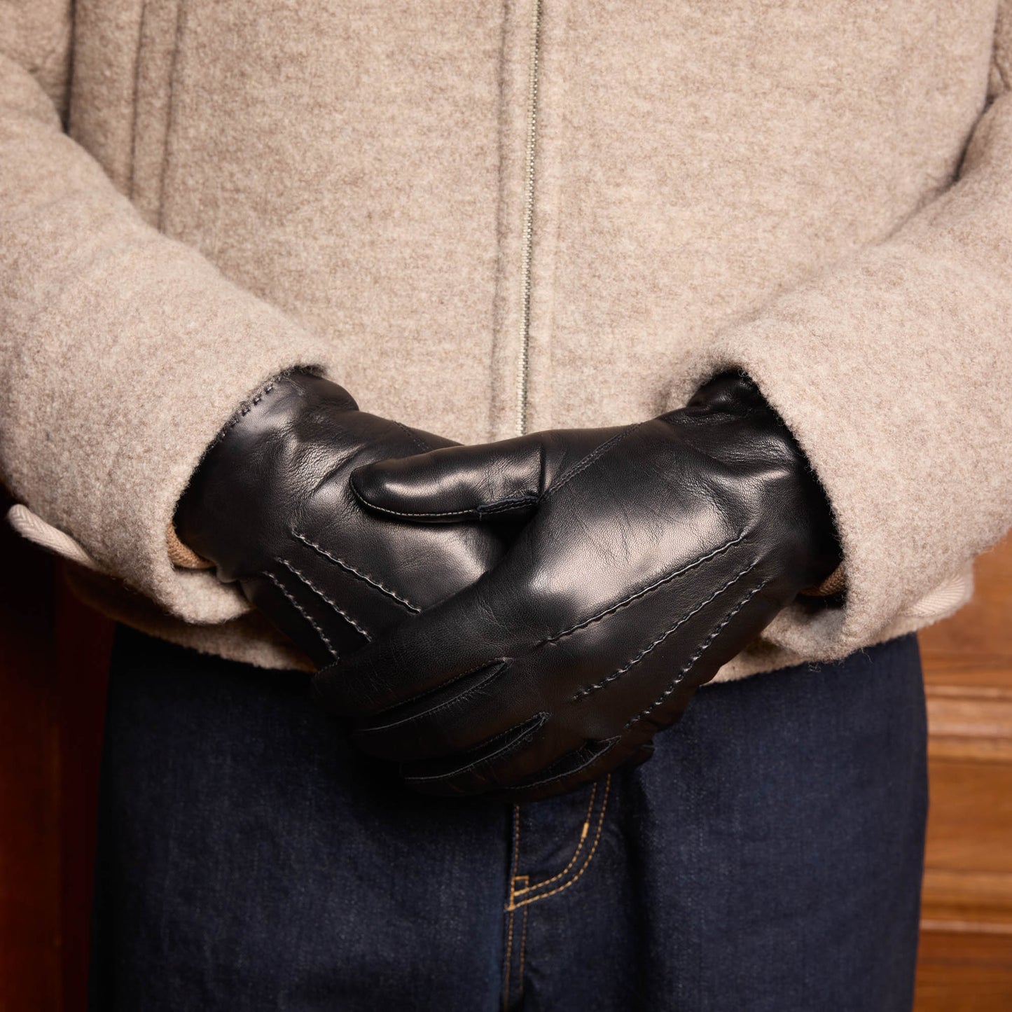 Gants en cuir noir