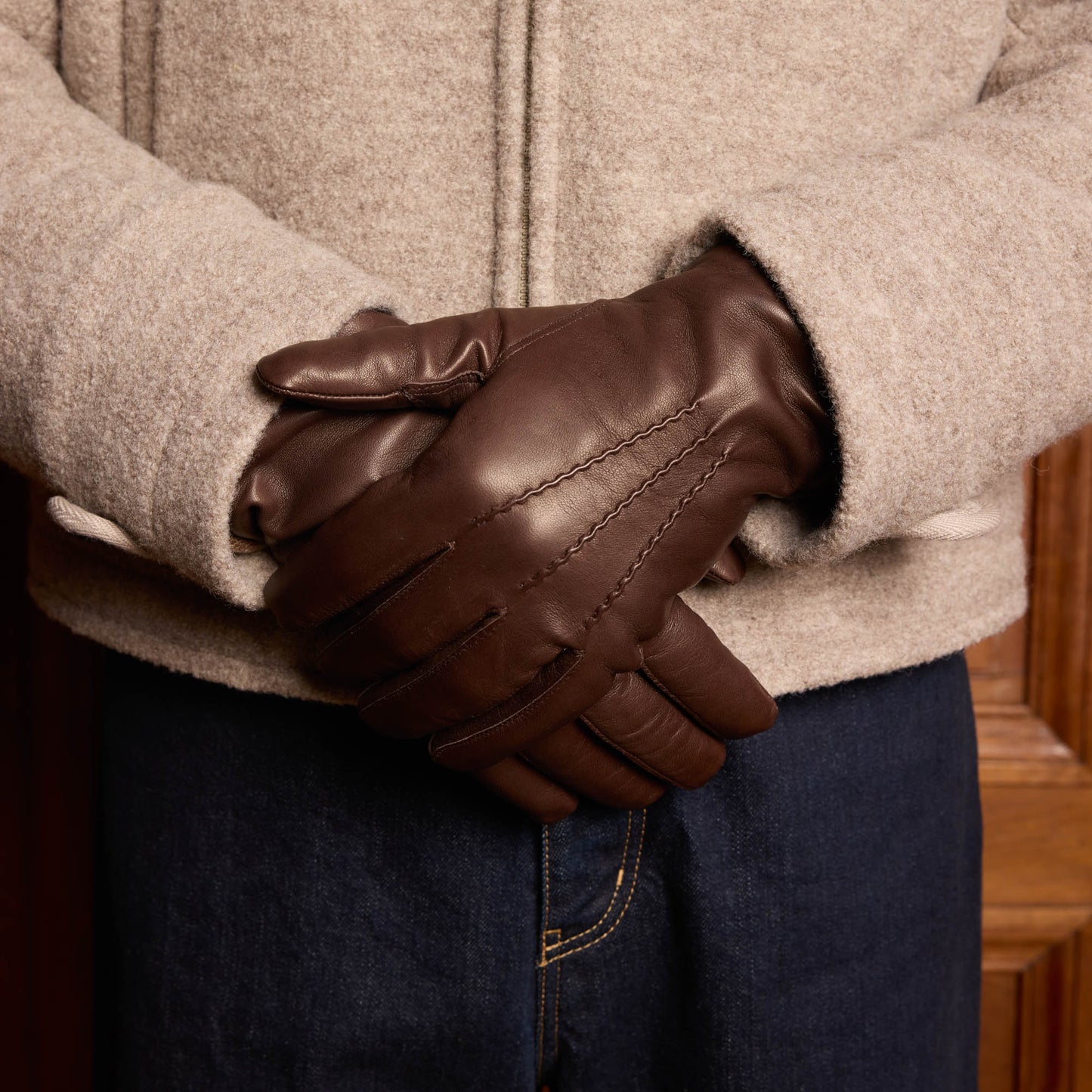 Gants en cuir marron
