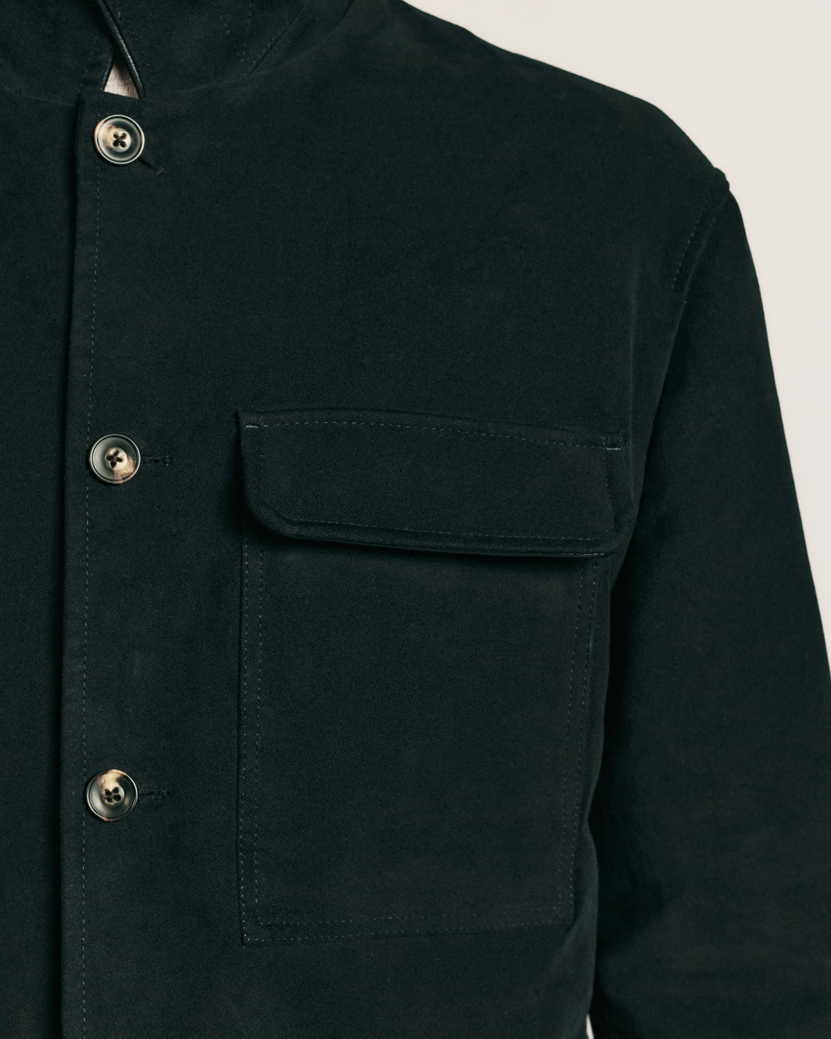 Blouson boxy en moleskine de coton vert