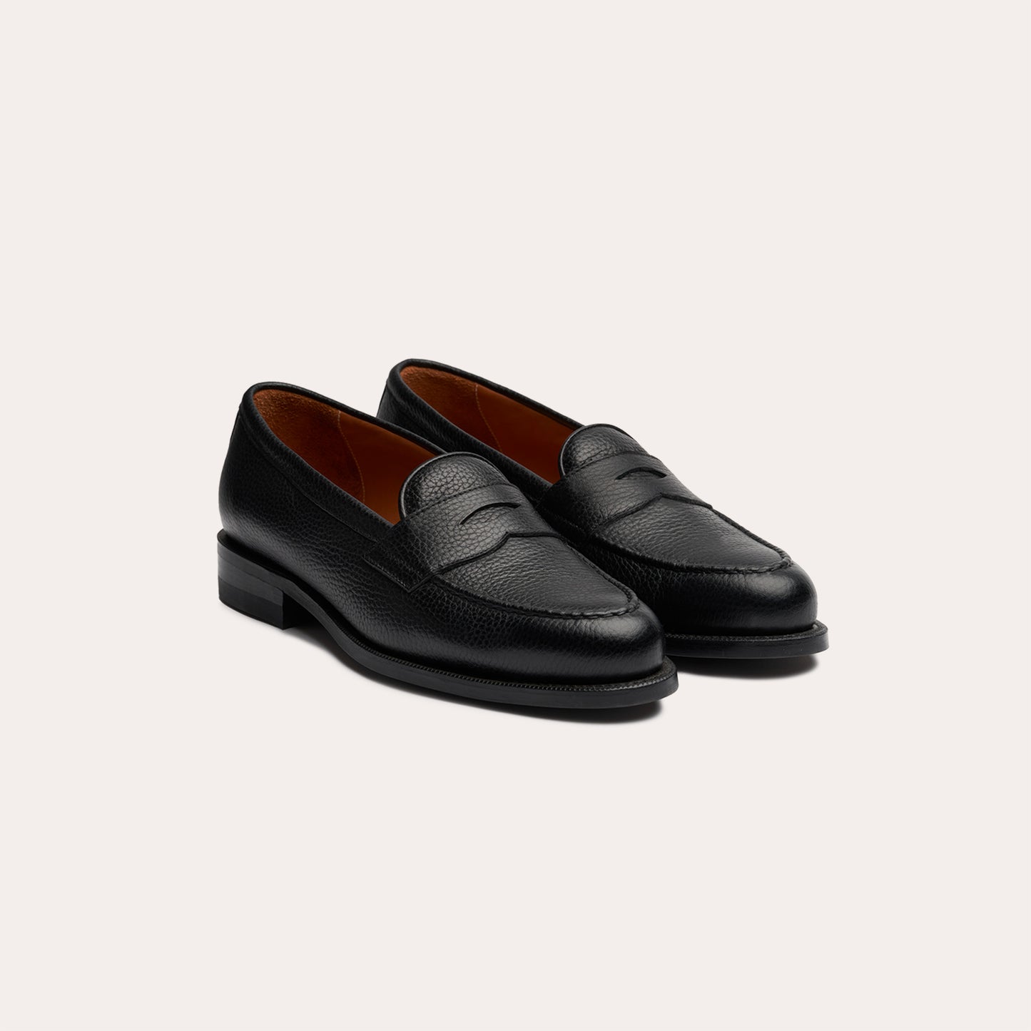 Black grained leather moccasin