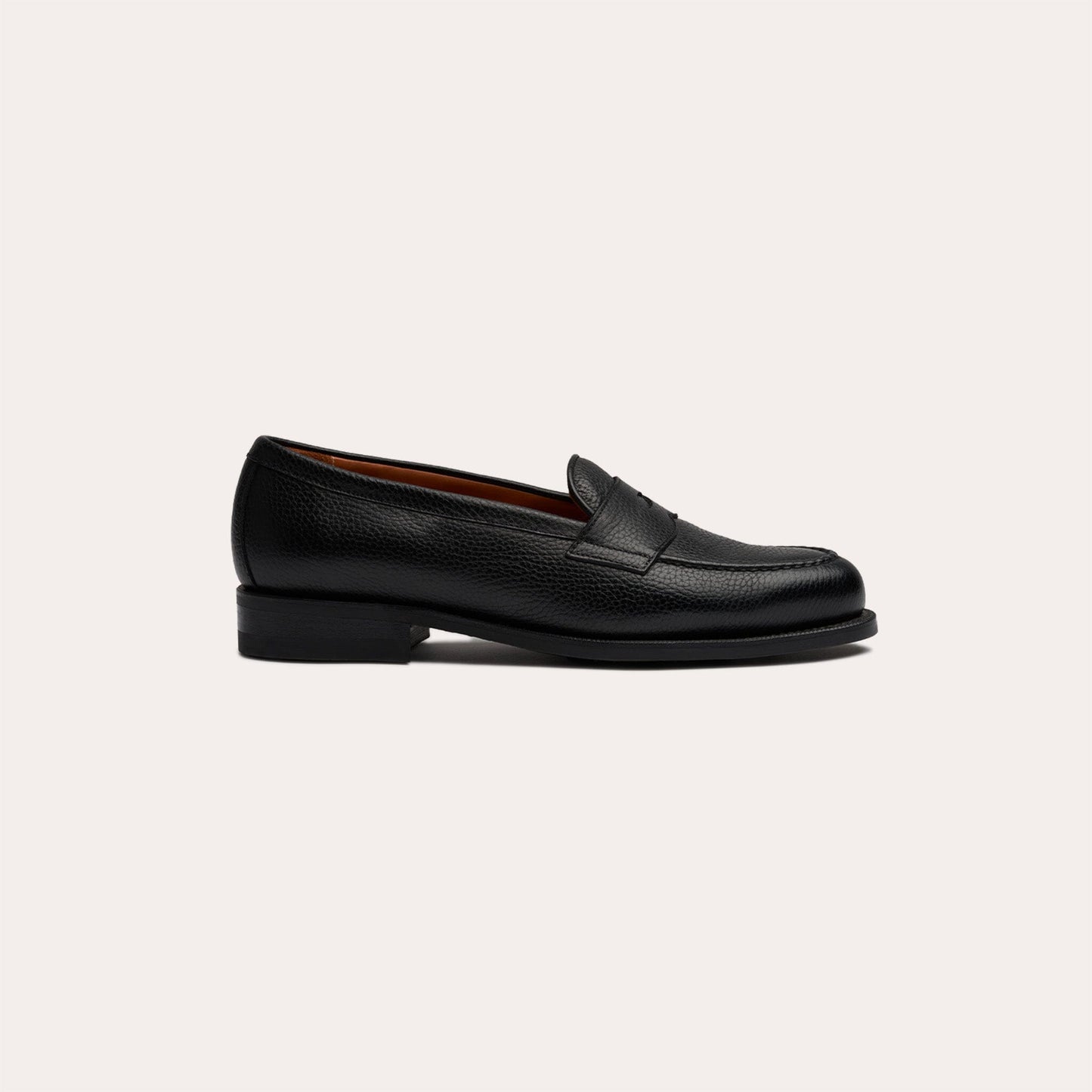 Black grained leather moccasin