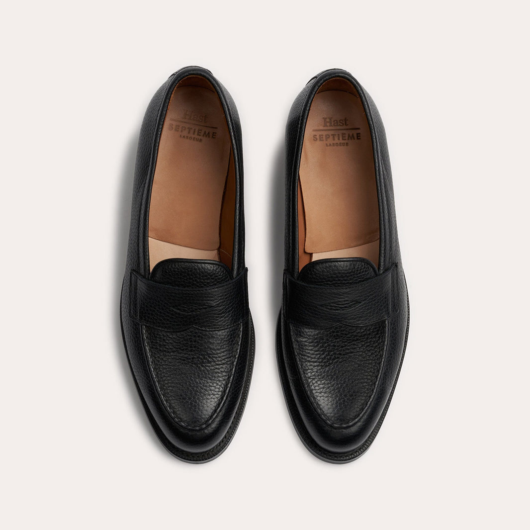 Mocassin en cuir grainé noir