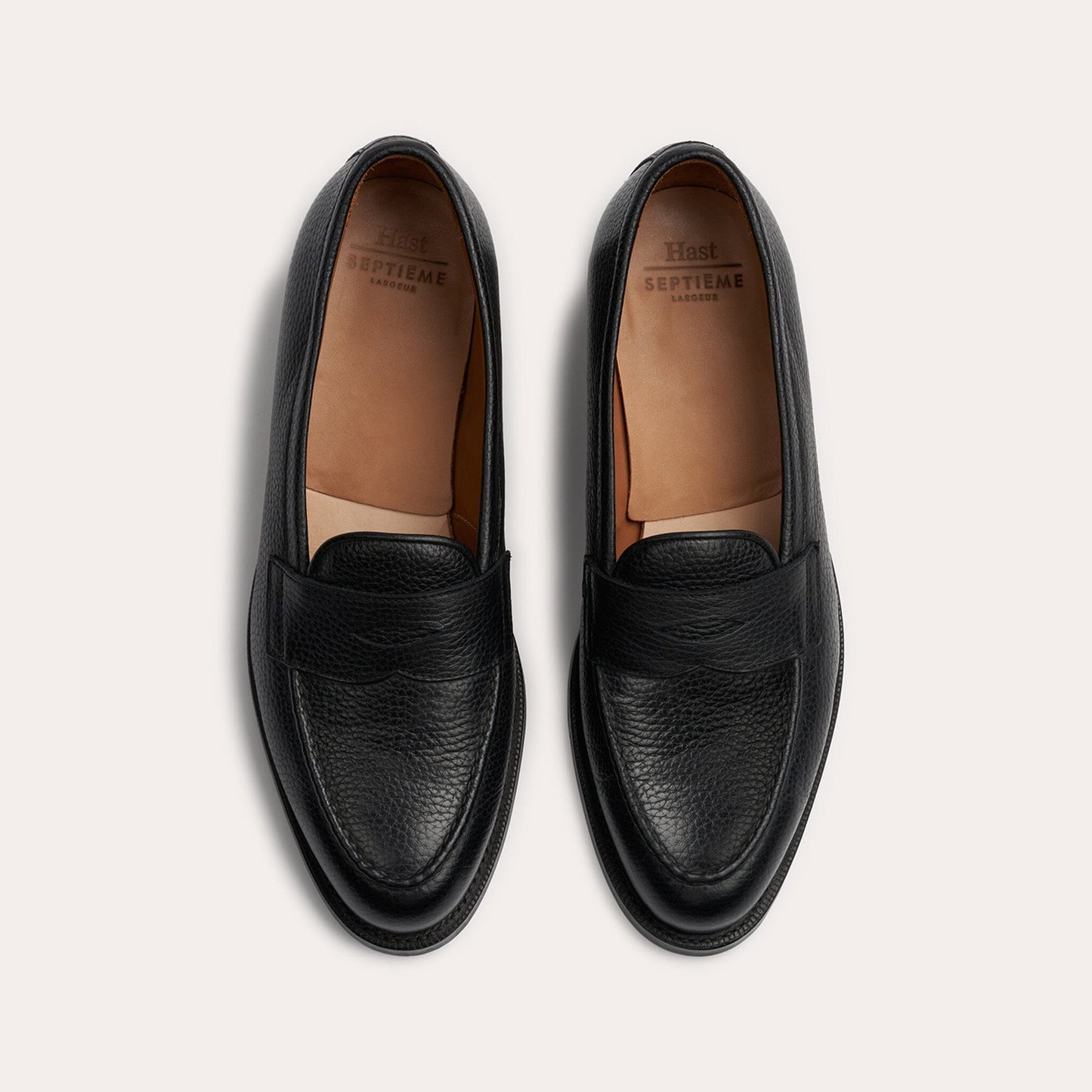Black grained leather moccasin