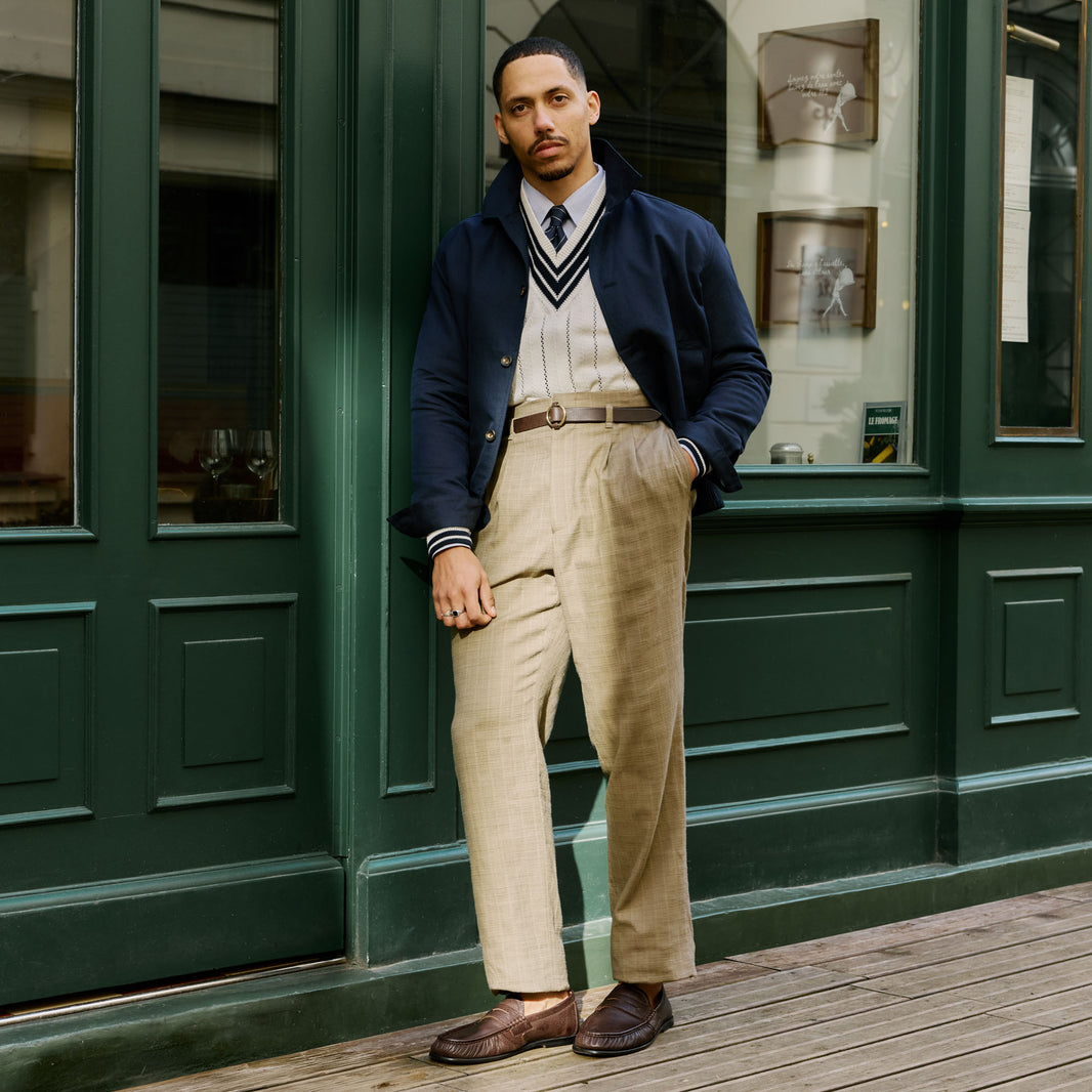 Mocassin en cuir grainé marron