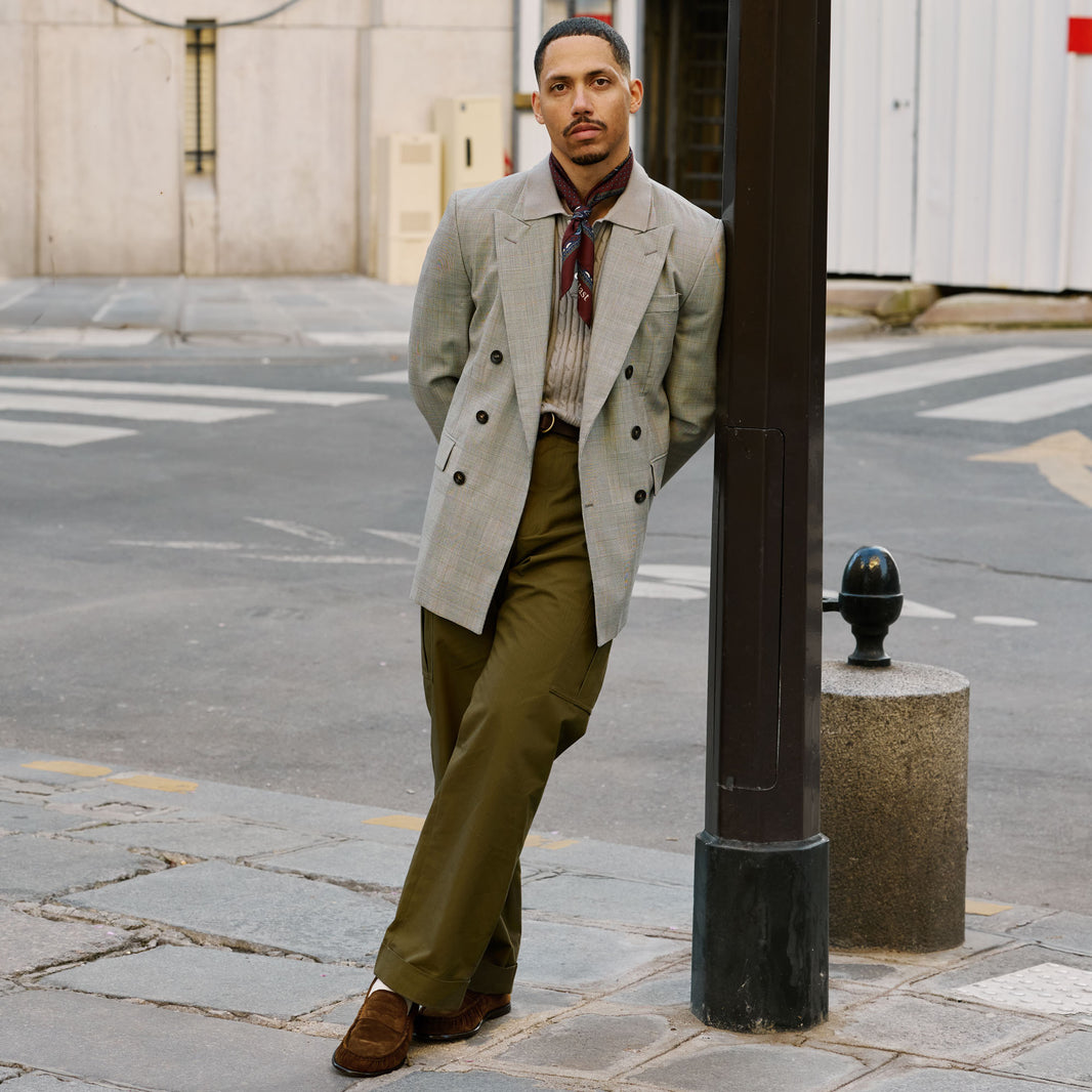 Mocassin en cuir suède kaki