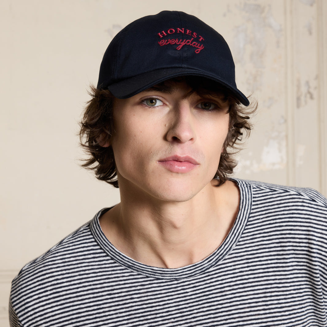 Embroidered navy cap