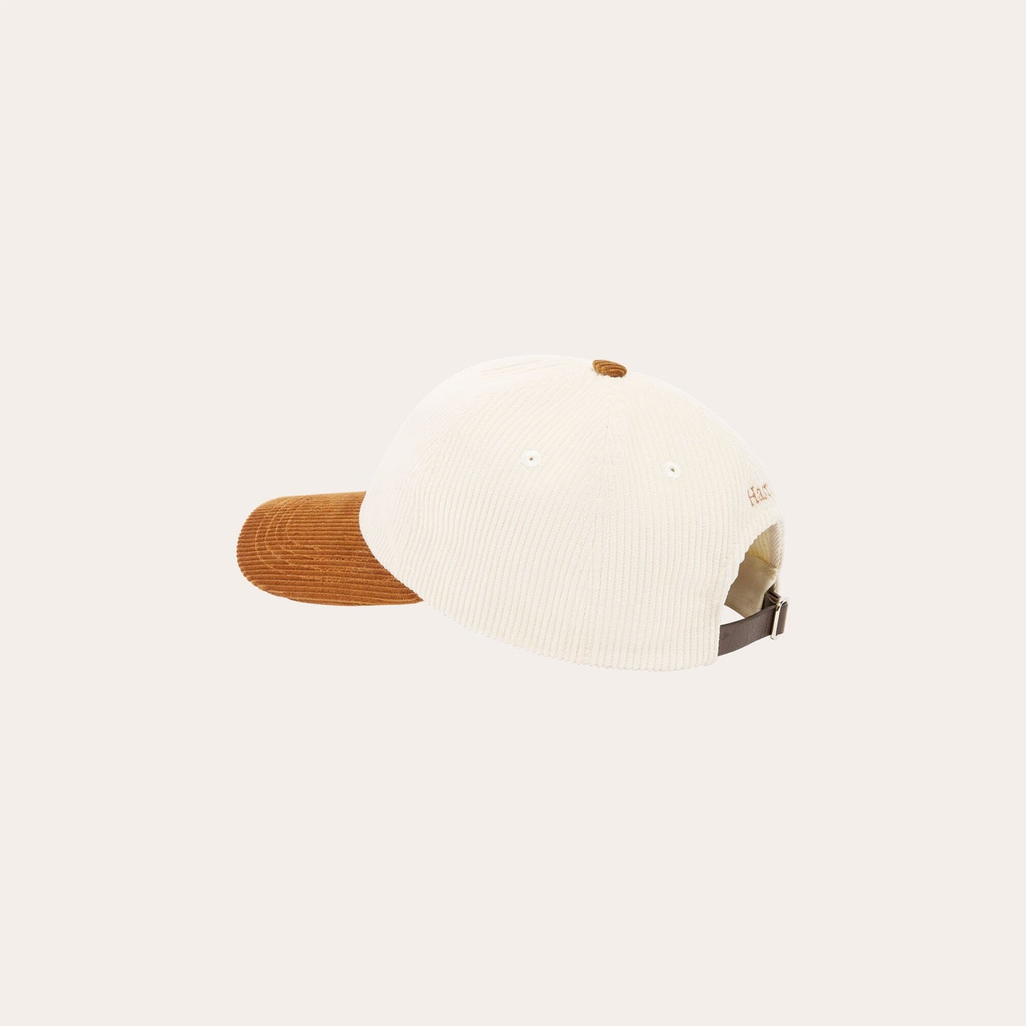 Casquette en velours côtelé écrue et cognac