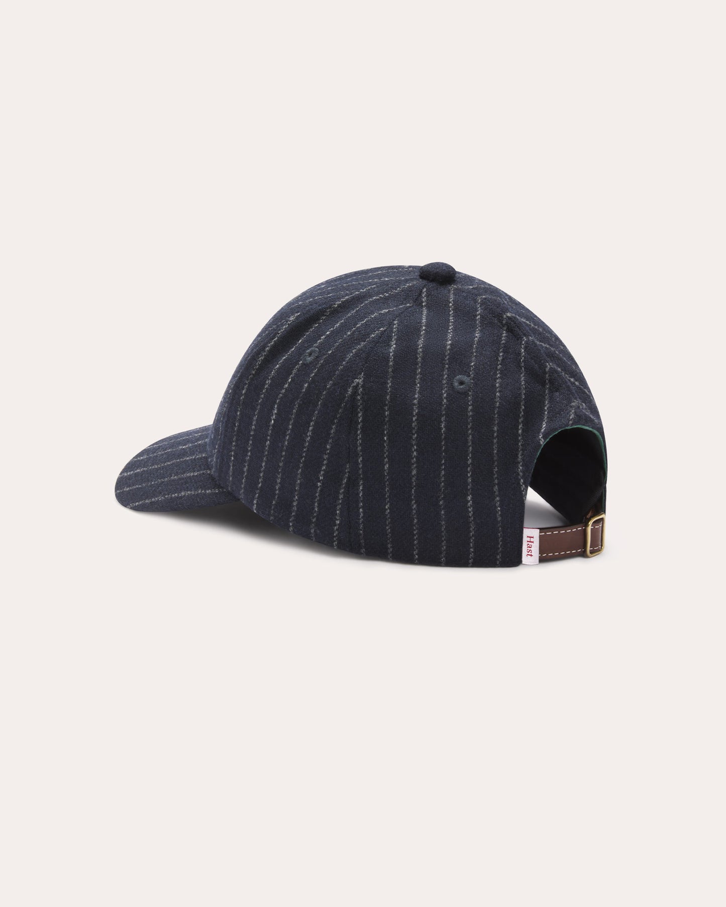 Navy wool cap with chalk stripes