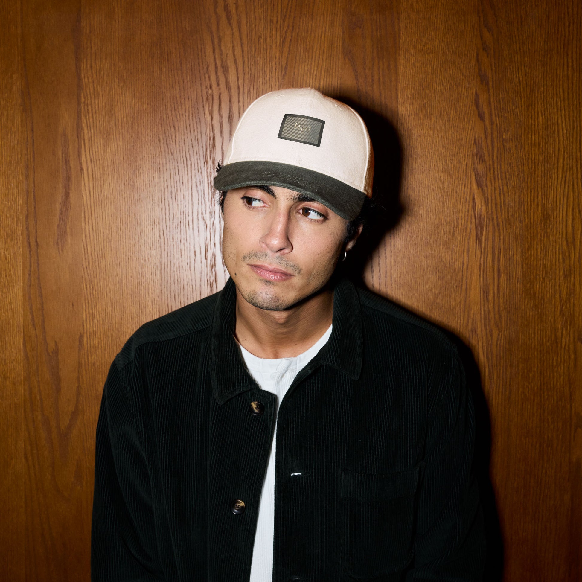 Casquette en coton écrue et verte