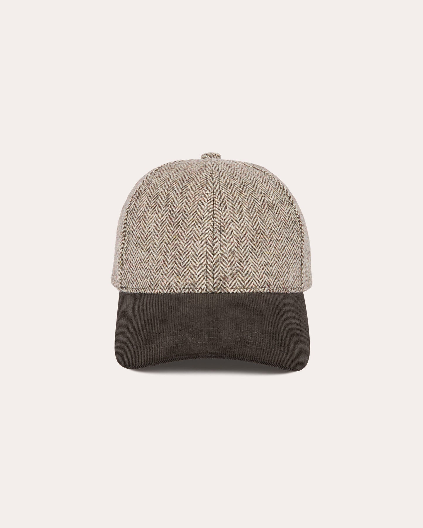 Casquette en laine chevrons et velours marron