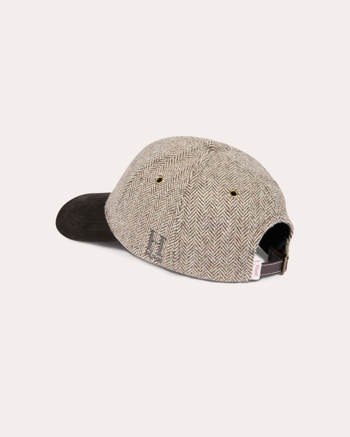 Casquette en laine chevrons et velours marron