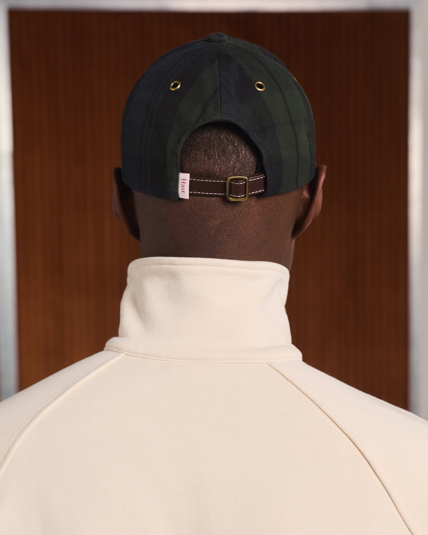 Casquette en coton tartan vert et marine