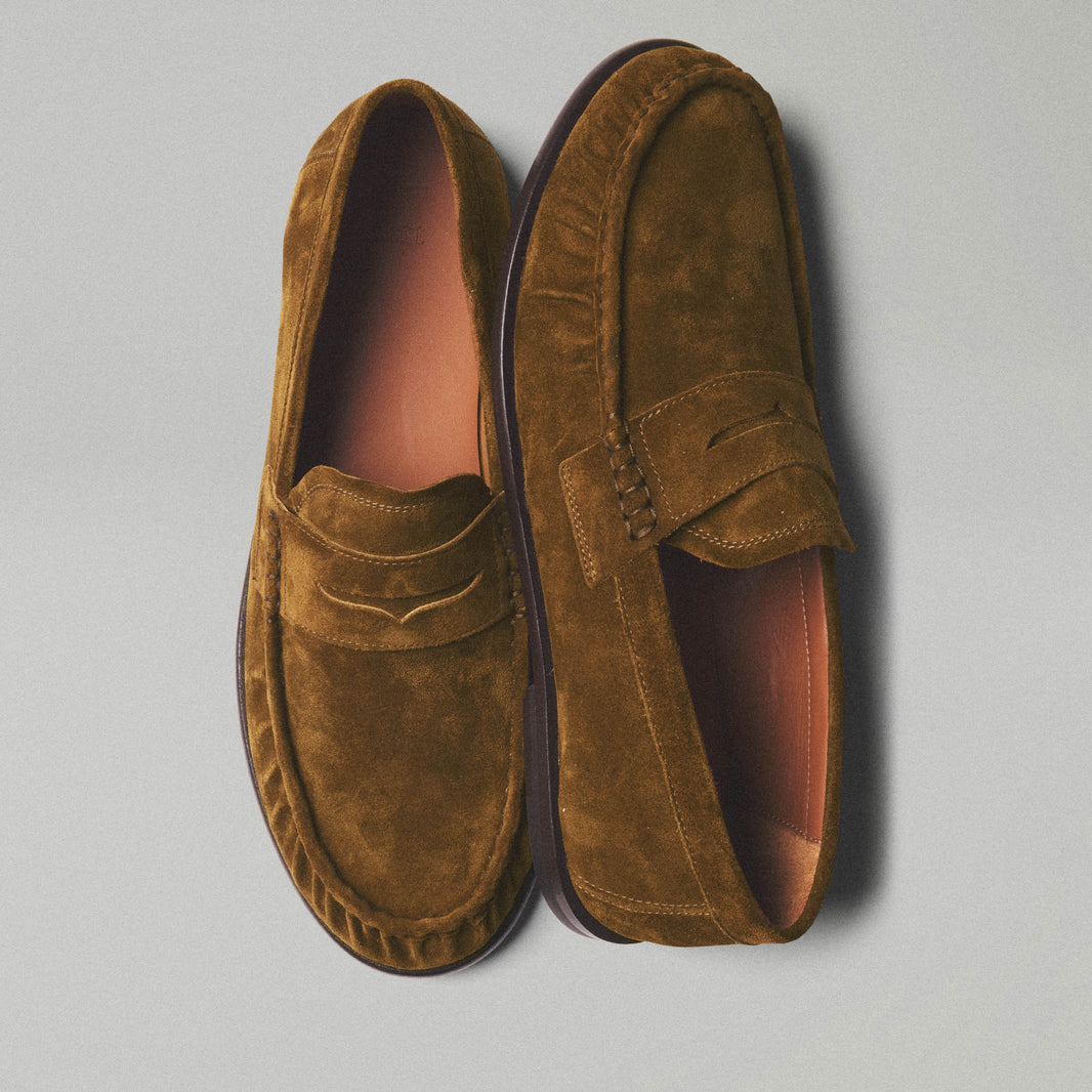 Mocassin en cuir suède kaki