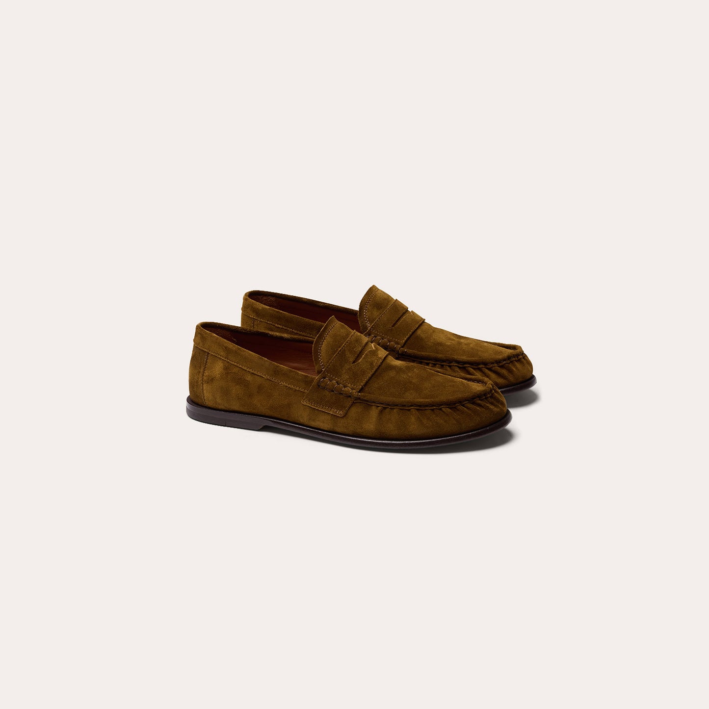 Mocassin en cuir suède kaki