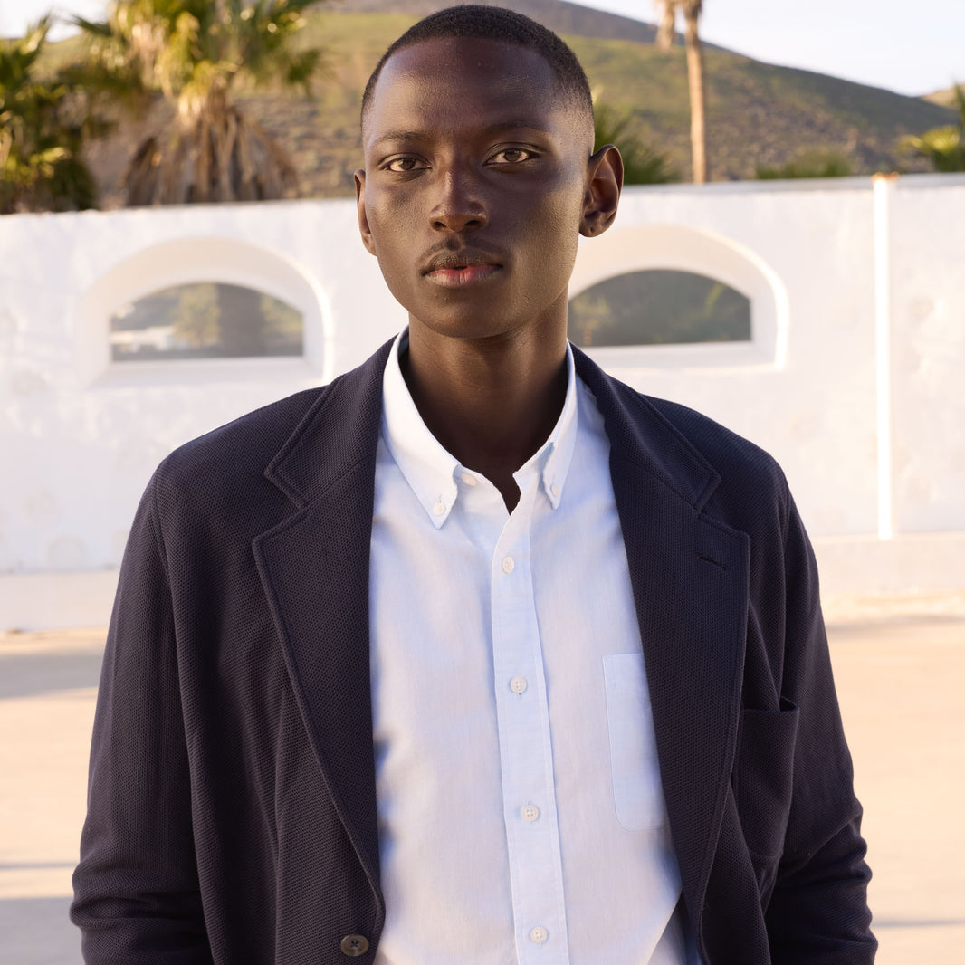Navy honeycomb cotton jacket