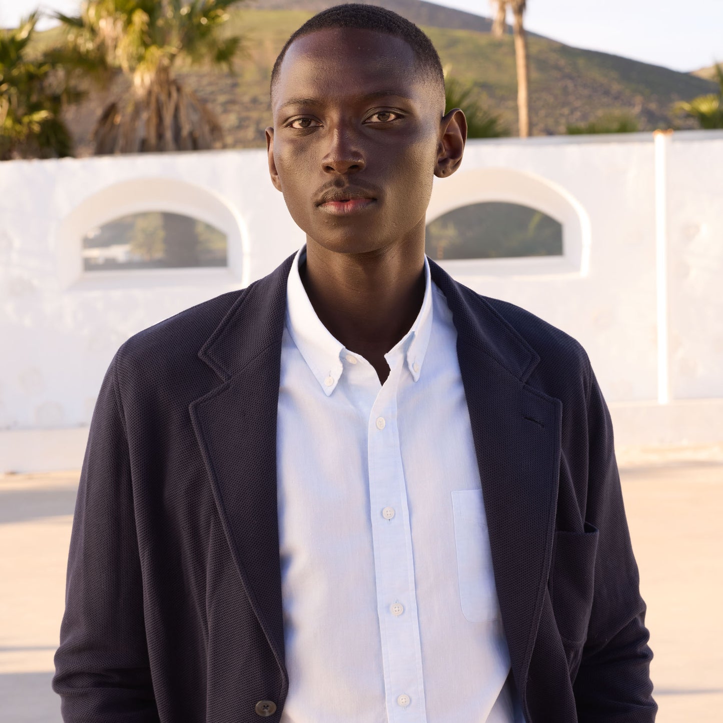 Navy honeycomb cotton jacket