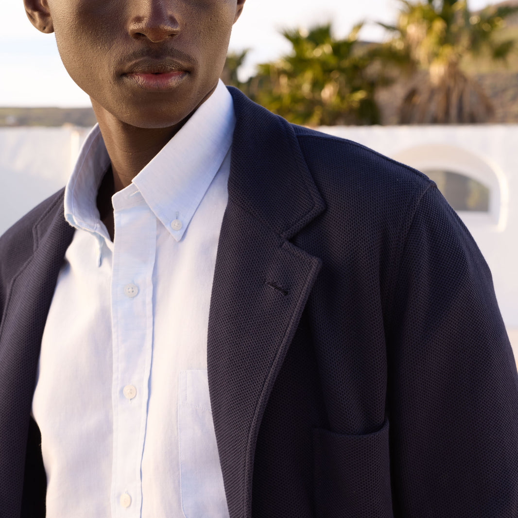 Navy honeycomb cotton jacket