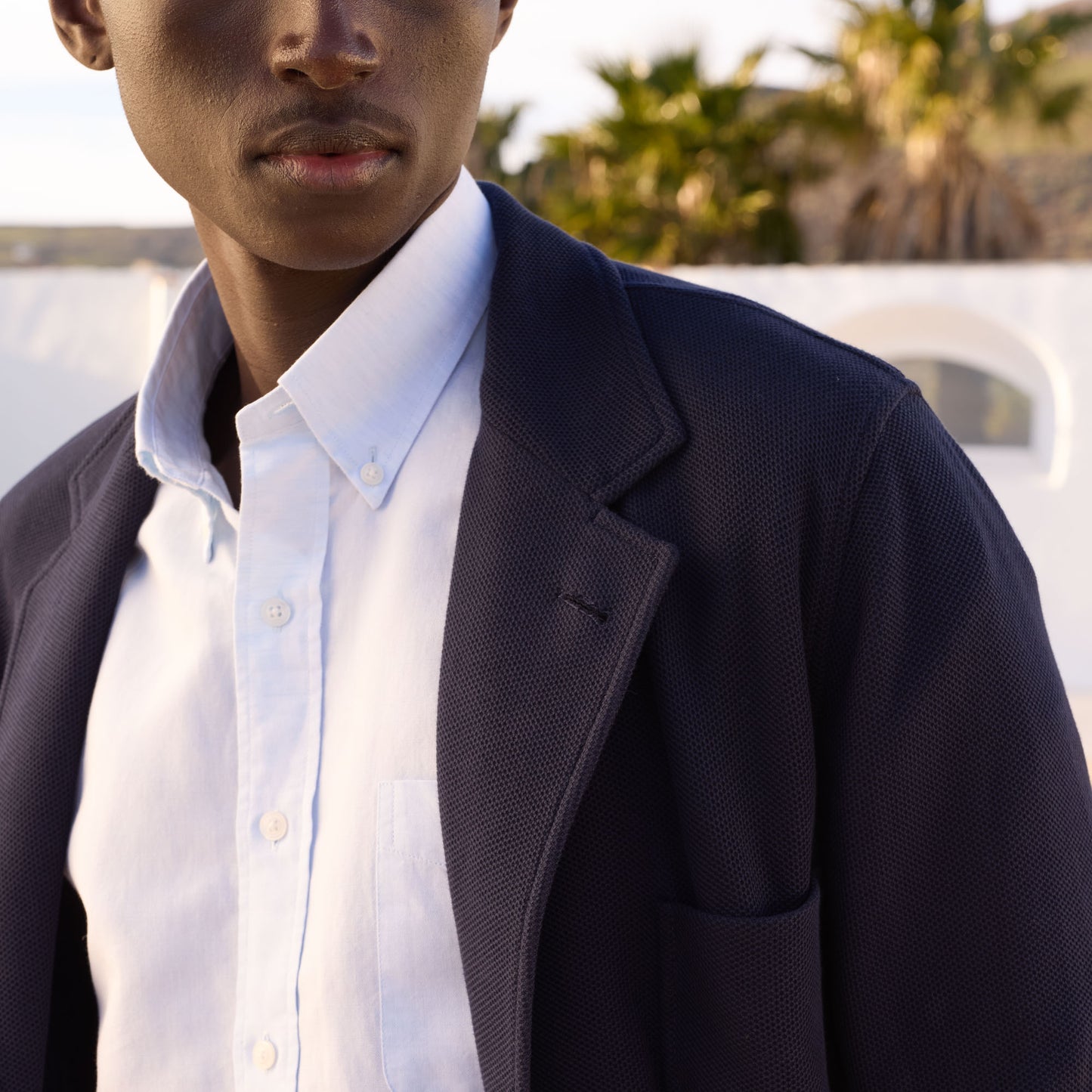 Navy honeycomb cotton jacket