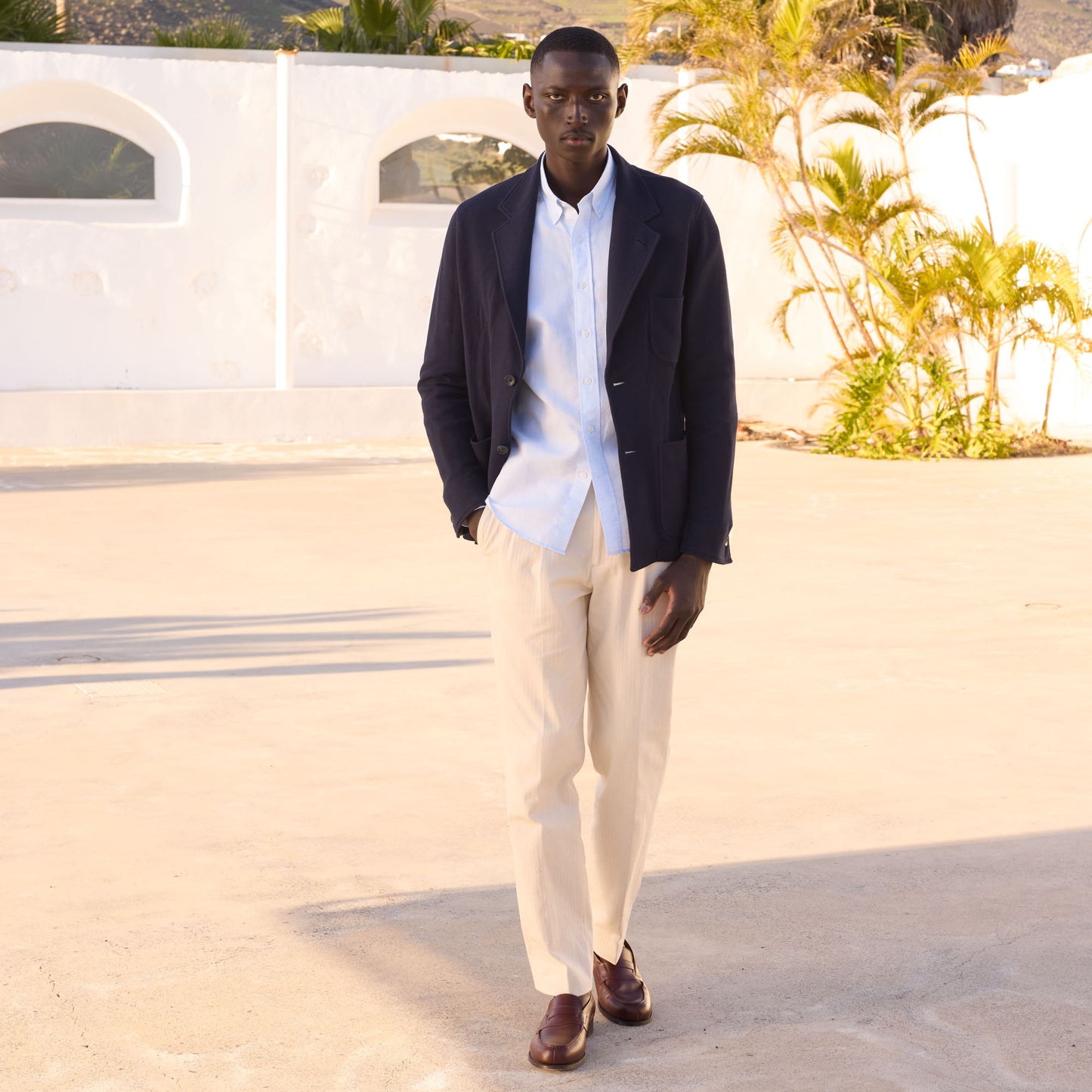 Navy honeycomb cotton jacket