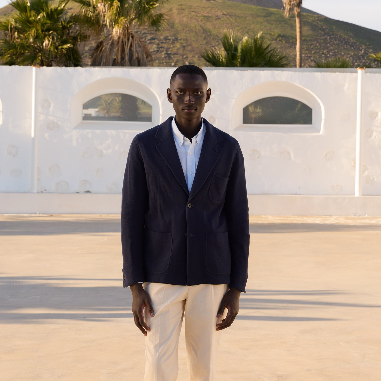 Navy honeycomb cotton jacket