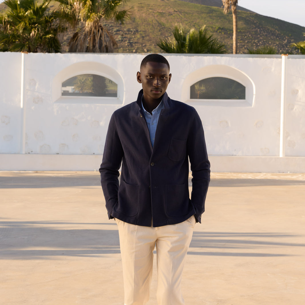 Navy honeycomb cotton jacket