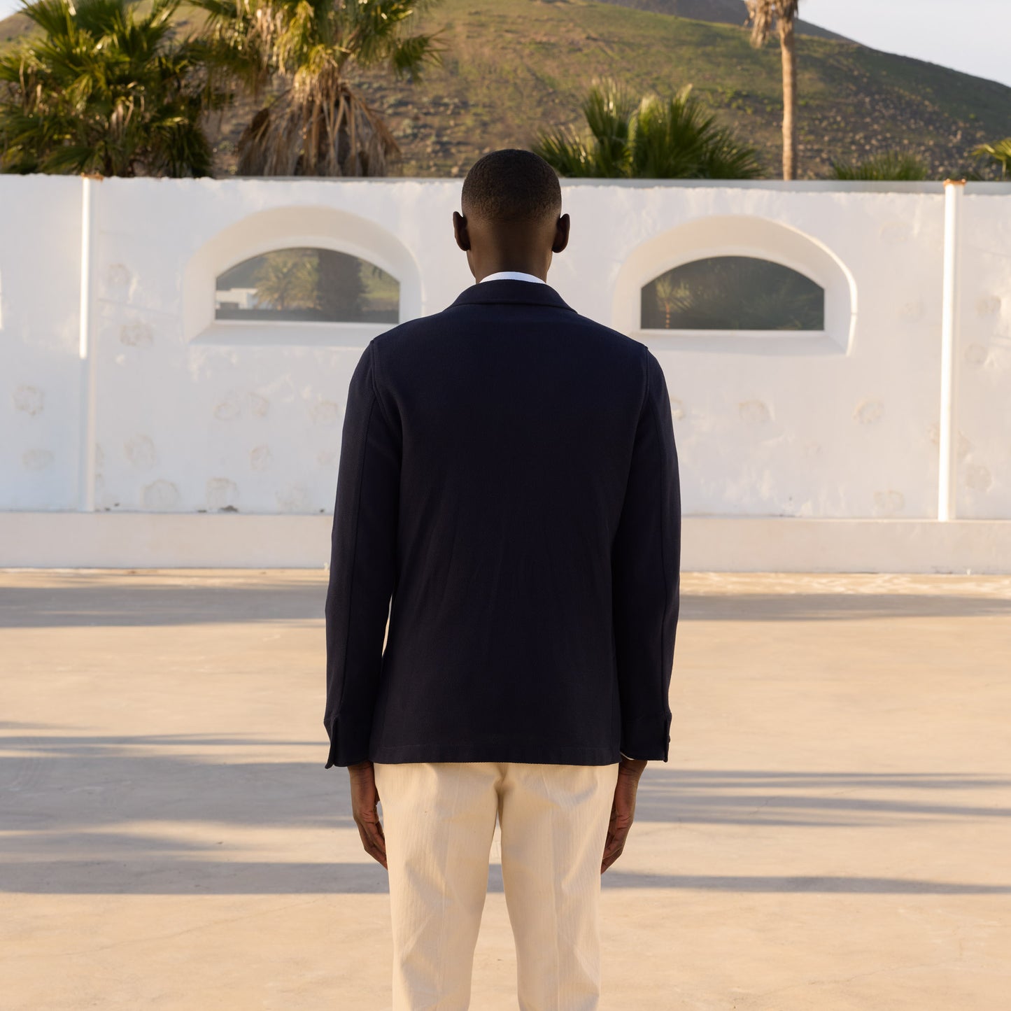 Navy honeycomb cotton jacket