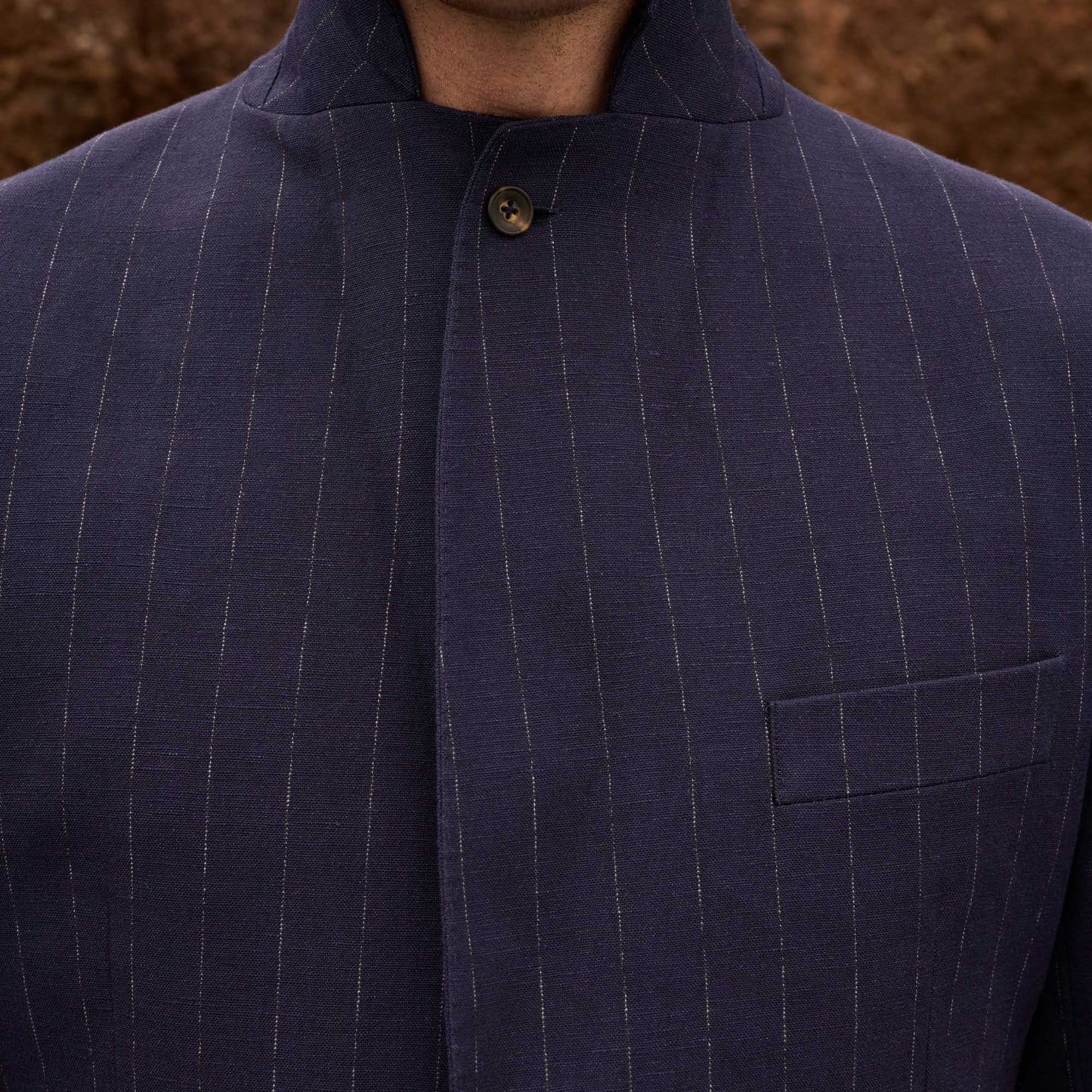 Navy striped linen and cotton jacket