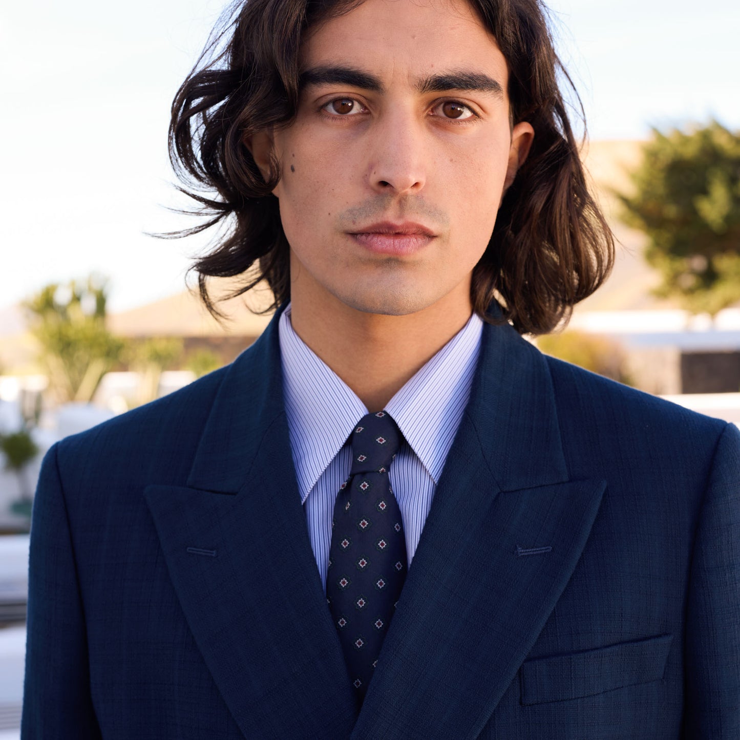 Veste croisée en coton marine