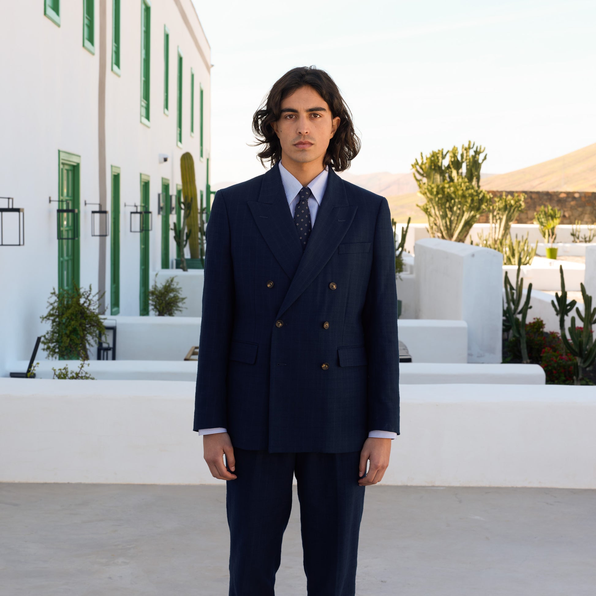 Veste croisée en coton marine