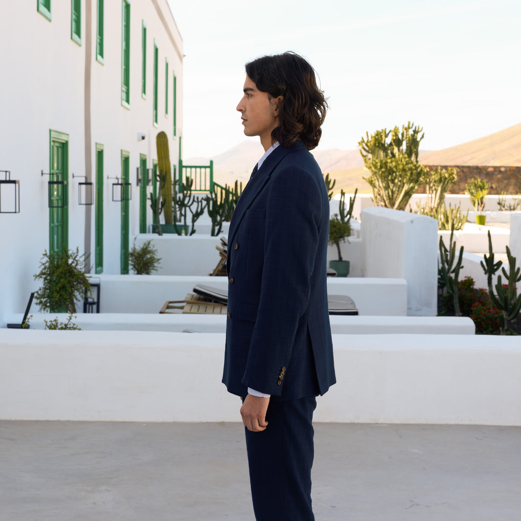 Veste croisée en coton marine