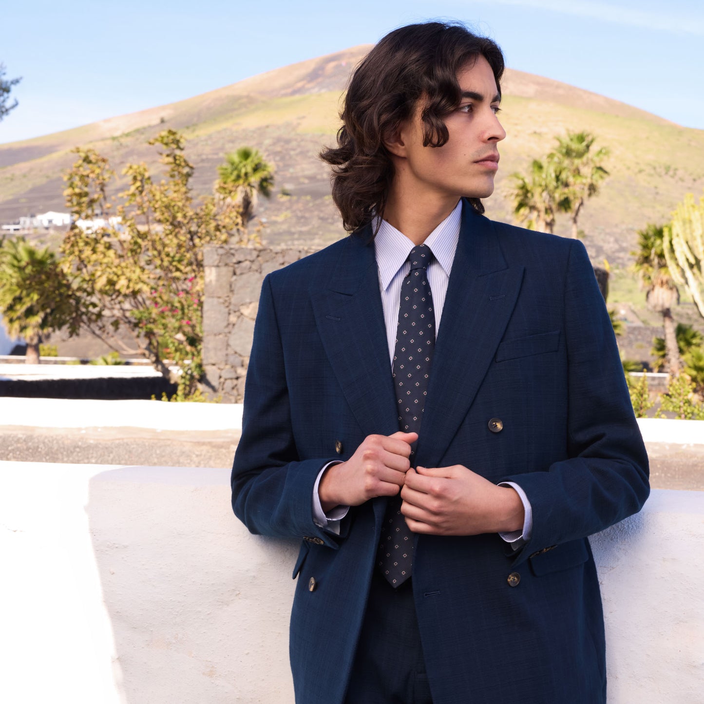 Veste croisée en coton marine