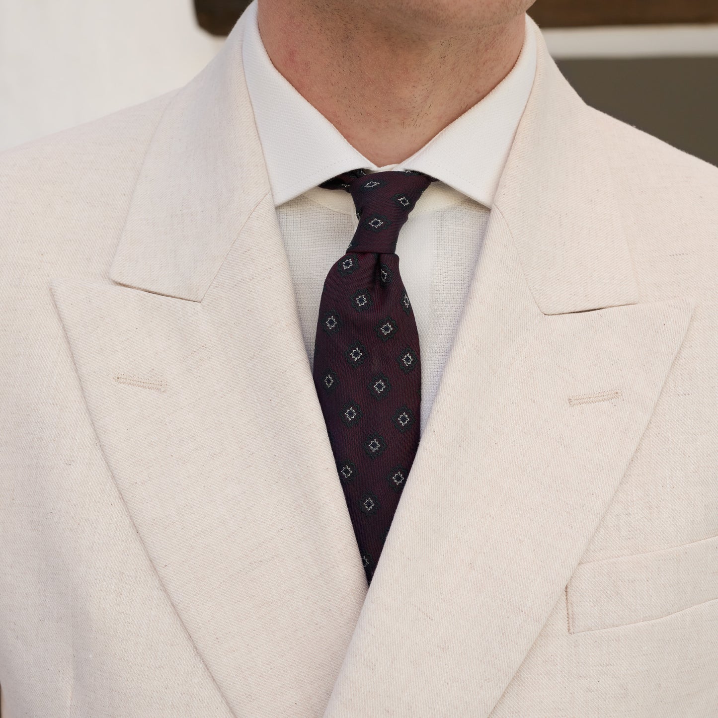 Beige double-breasted hemp and organic cotton jacket